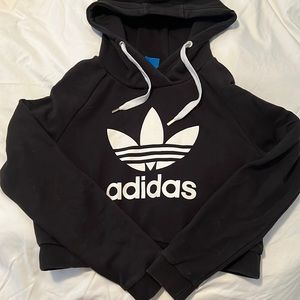 Black adidas crop hoodie sweater size small